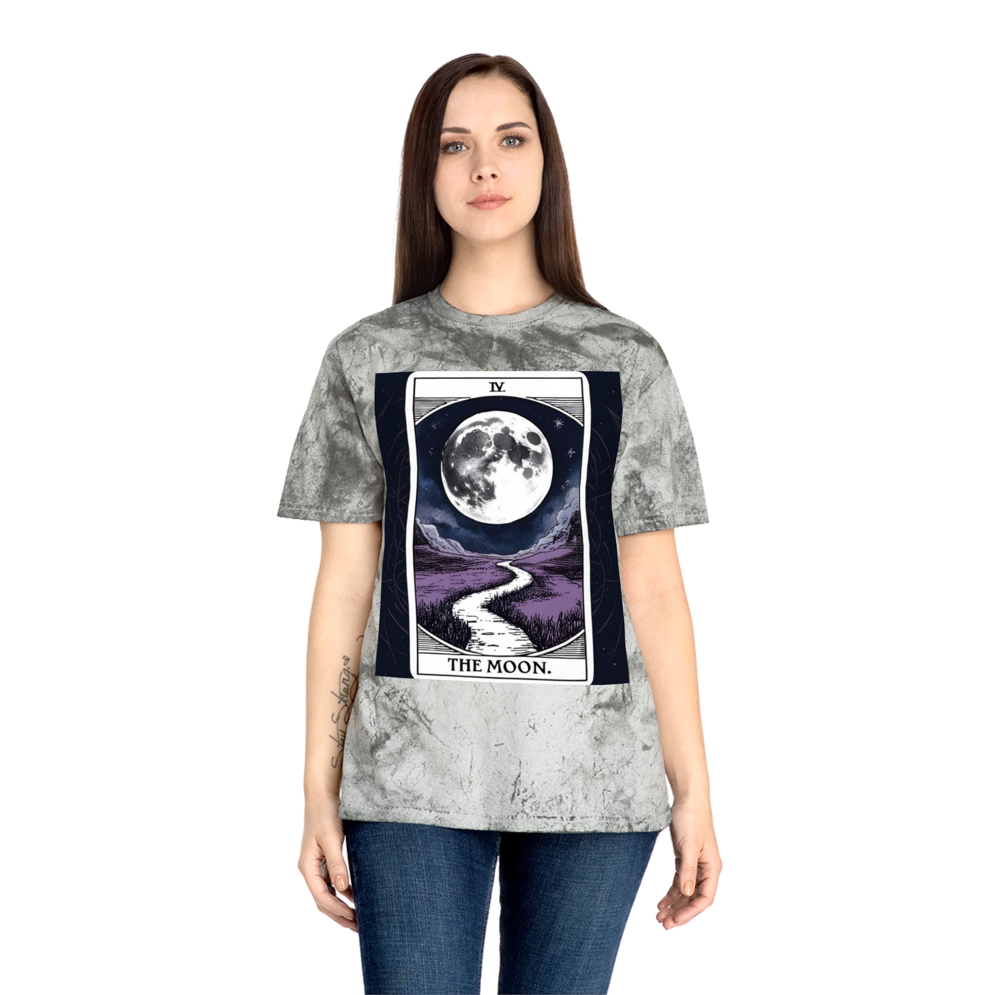 Moonlit Tarot Graphic Tee, Unisex Color Blast T-Shirt, Mystic Apparel, Astrology Gift, Spiritual Wear, Festival Fashion