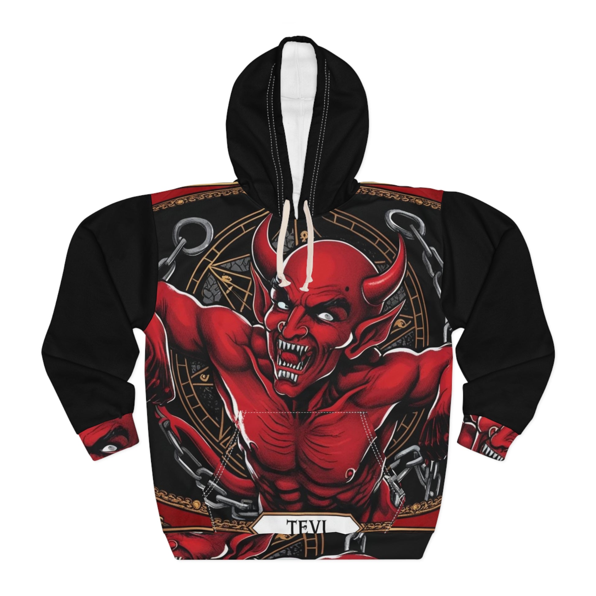 Devil Graphic Hoodie - Unisex AOP Pullover, Gothic Streetwear, Alternative Fashion, Edgy Gift, Halloween Attire, Punk Style