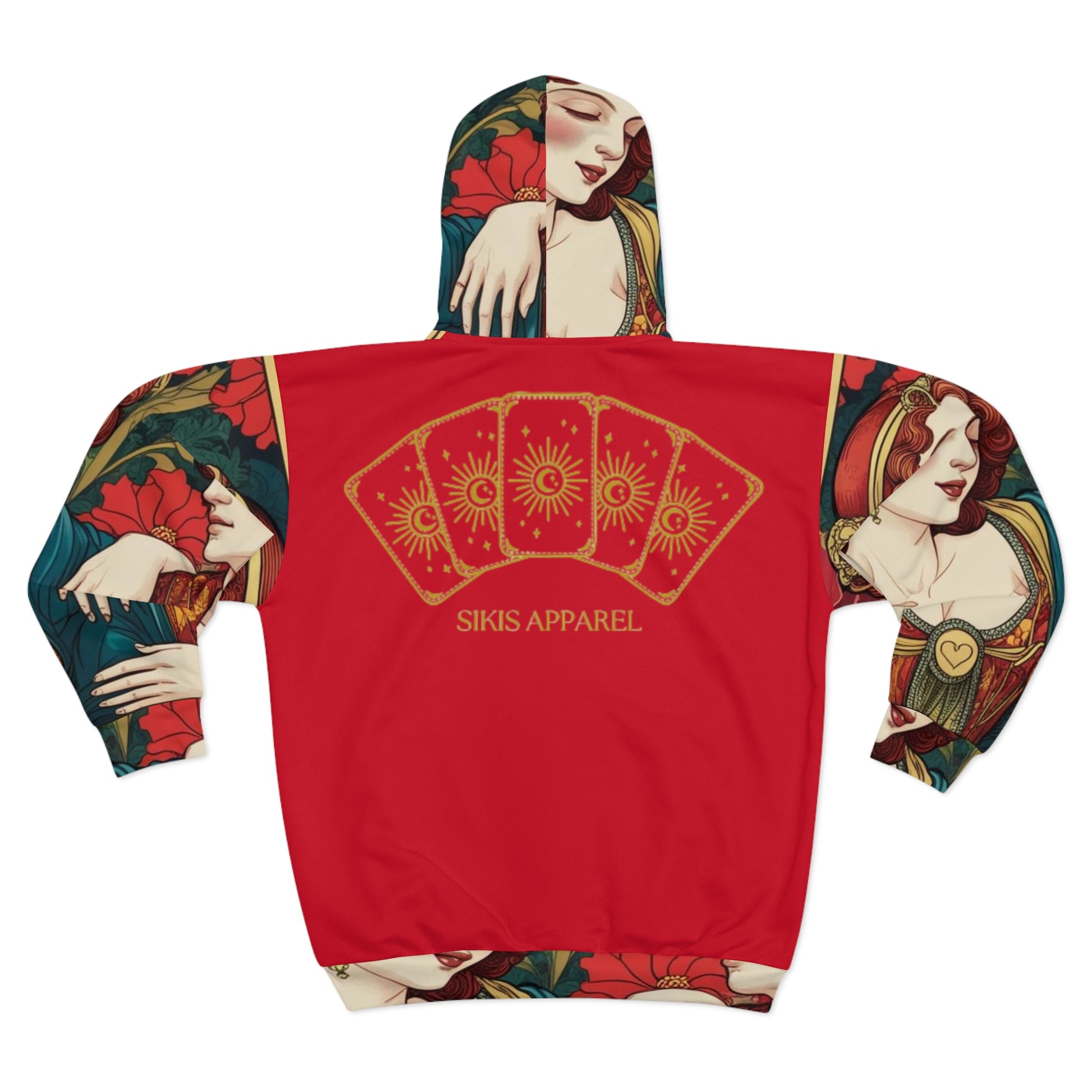 The Lovers Tarot Art Hoodie, Vintage Lover's Zip Hoodie, Unisex AOP Sweatshirt, Cozy Gift for Couples, Perfect for Date Night, Art-Inspired Apparel