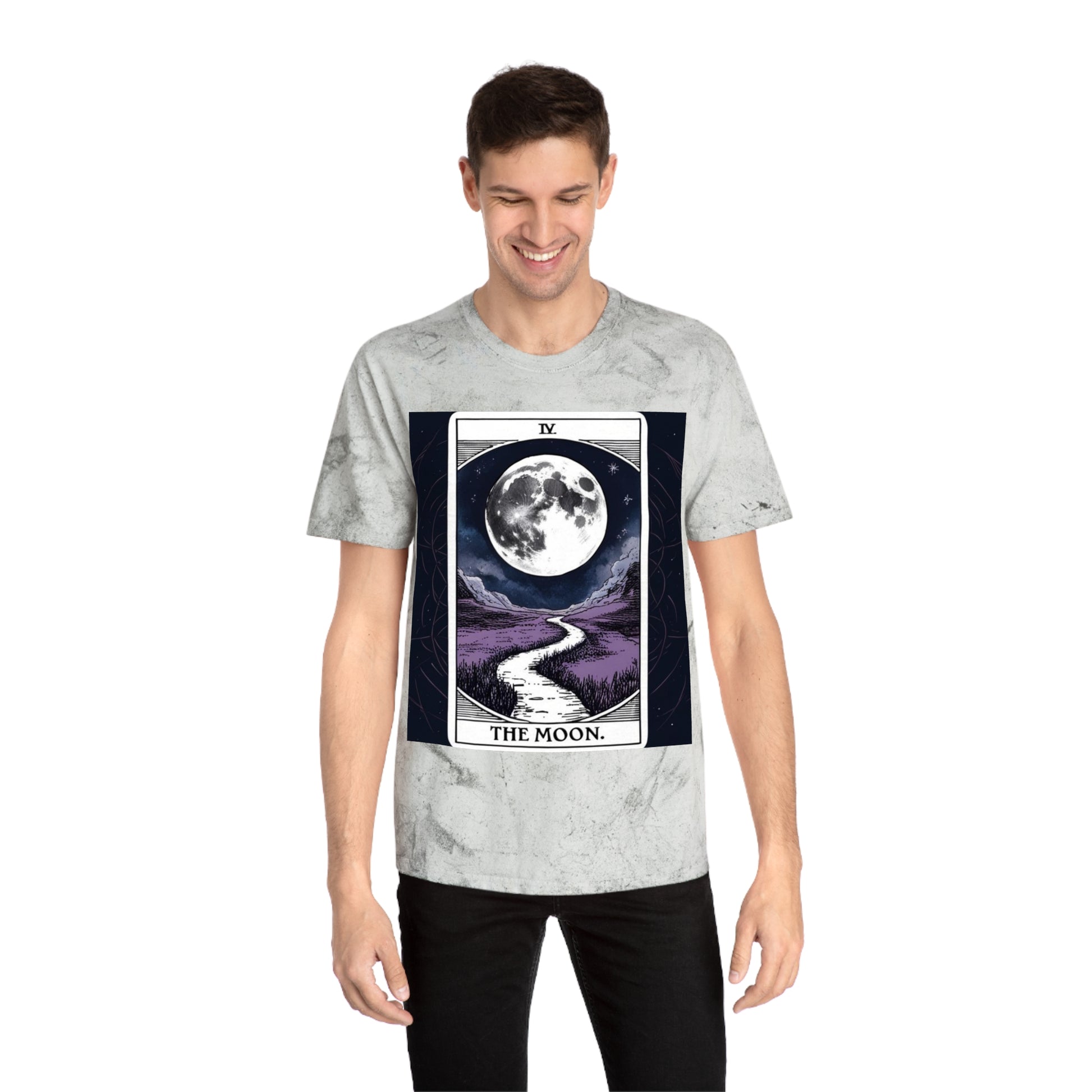 Moonlit Tarot Graphic Tee, Unisex Color Blast T-Shirt, Mystic Apparel, Astrology Gift, Spiritual Wear, Festival Fashion