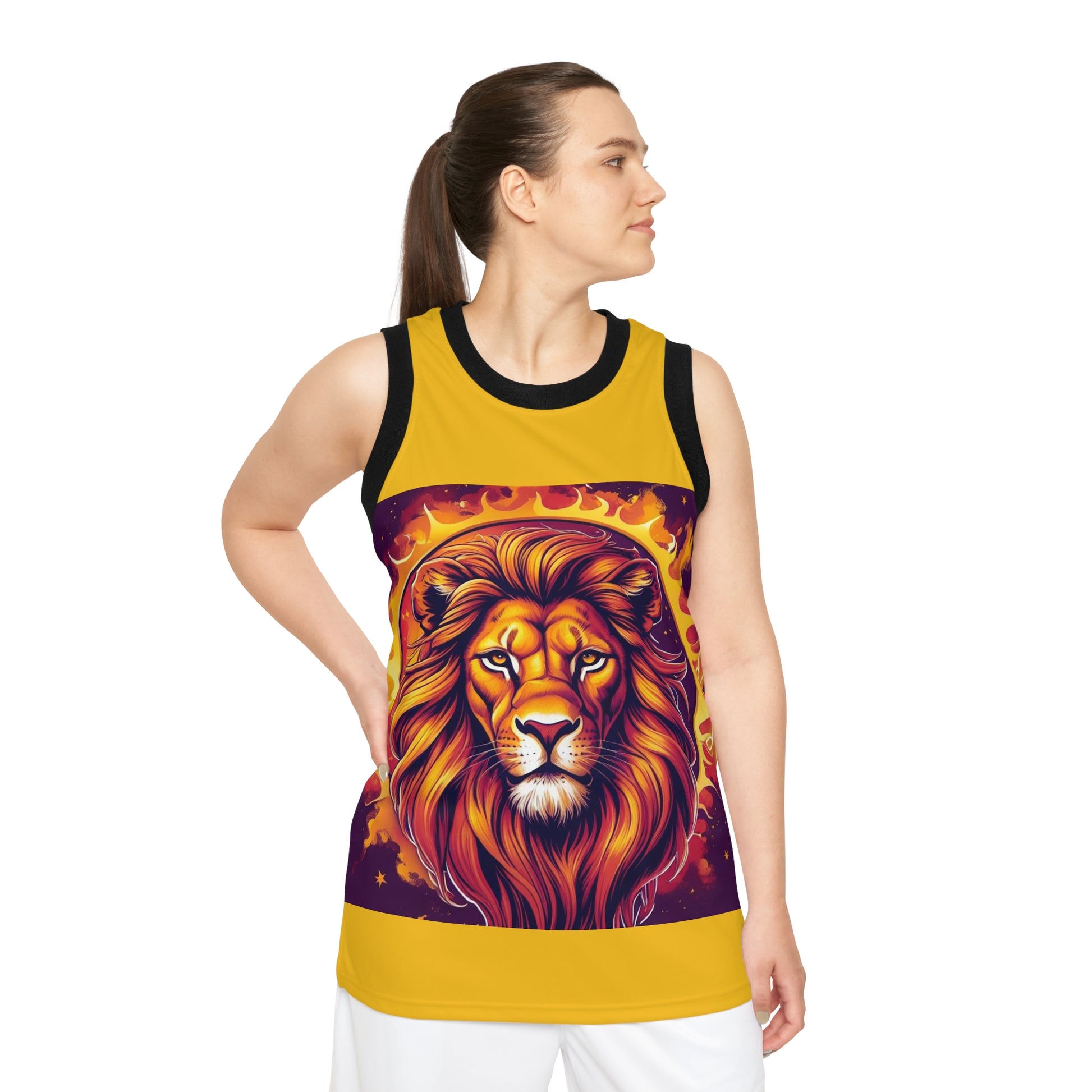 Unisex Basketball Jersey: Vibrant Lion & Sun Design, Sportswear, Gym Outfit, Unique Gift, Streetwear, Summer Gear