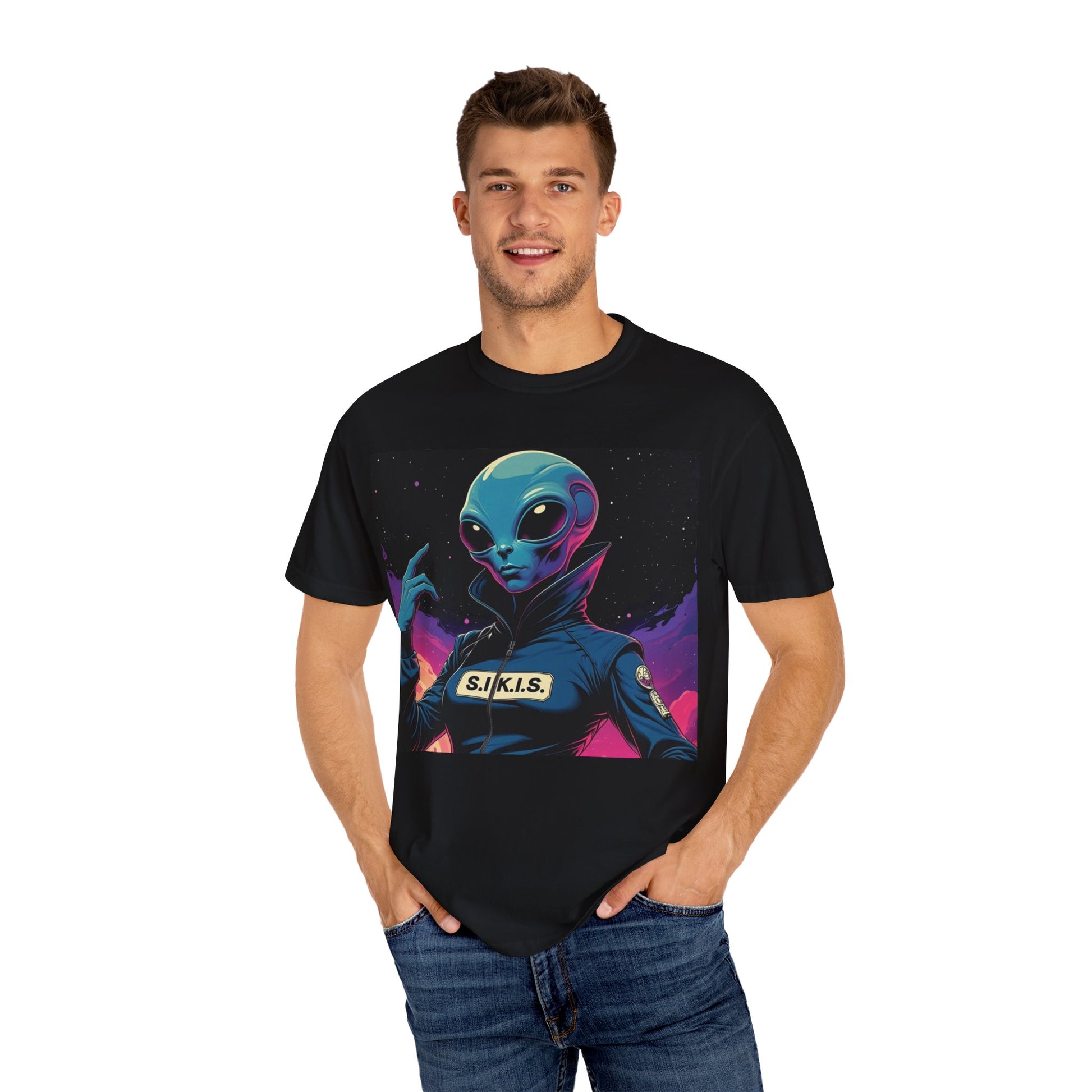 Galactic Style Unisex T-Shirt - Alien Graphic Tee, Space Theme Shirt, Trendy Apparel, Gift for Sci-Fi Lovers, Cool Tees