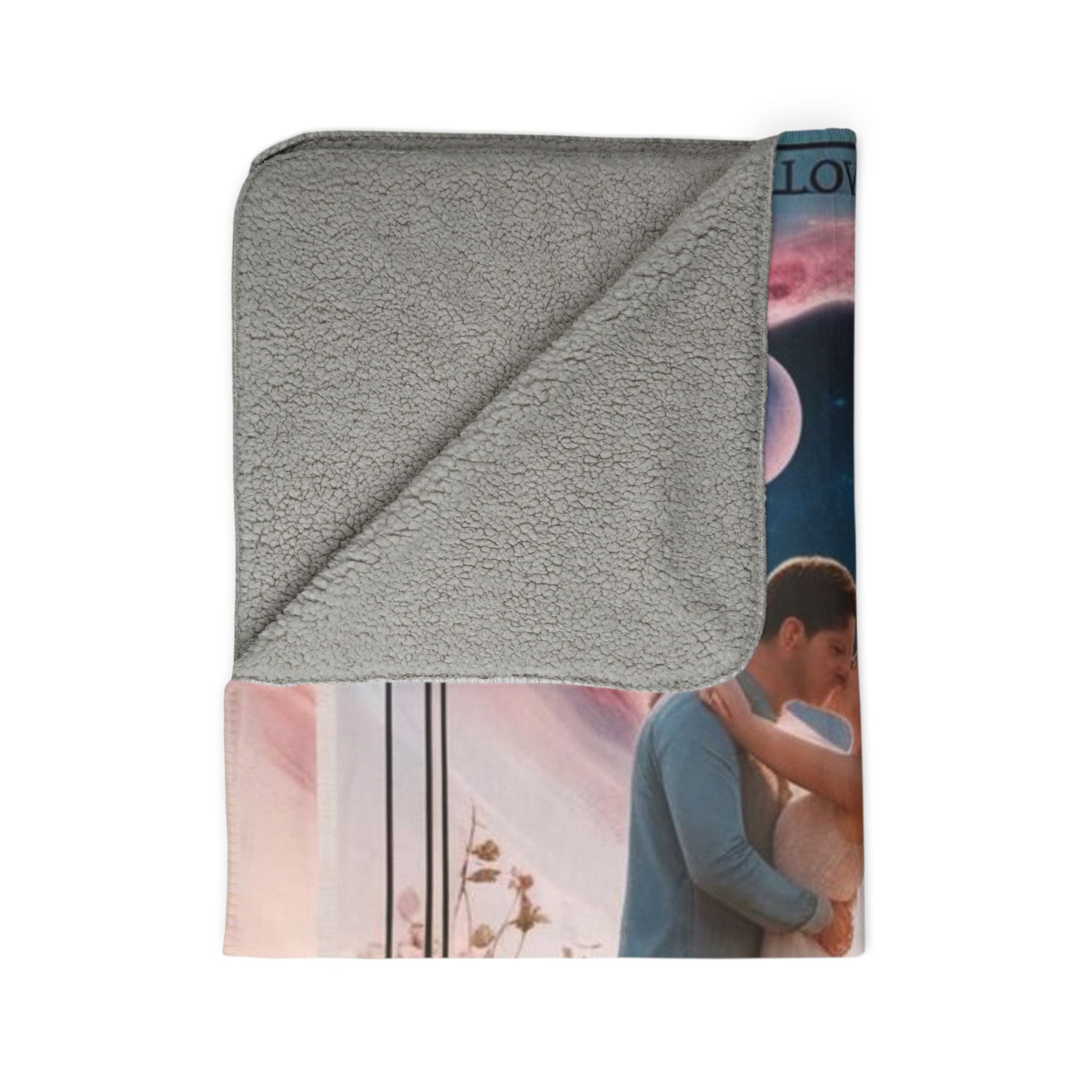Cosmic Love Fleece Sherpa Blanket - Romantic Starry Design for Cozy Nights