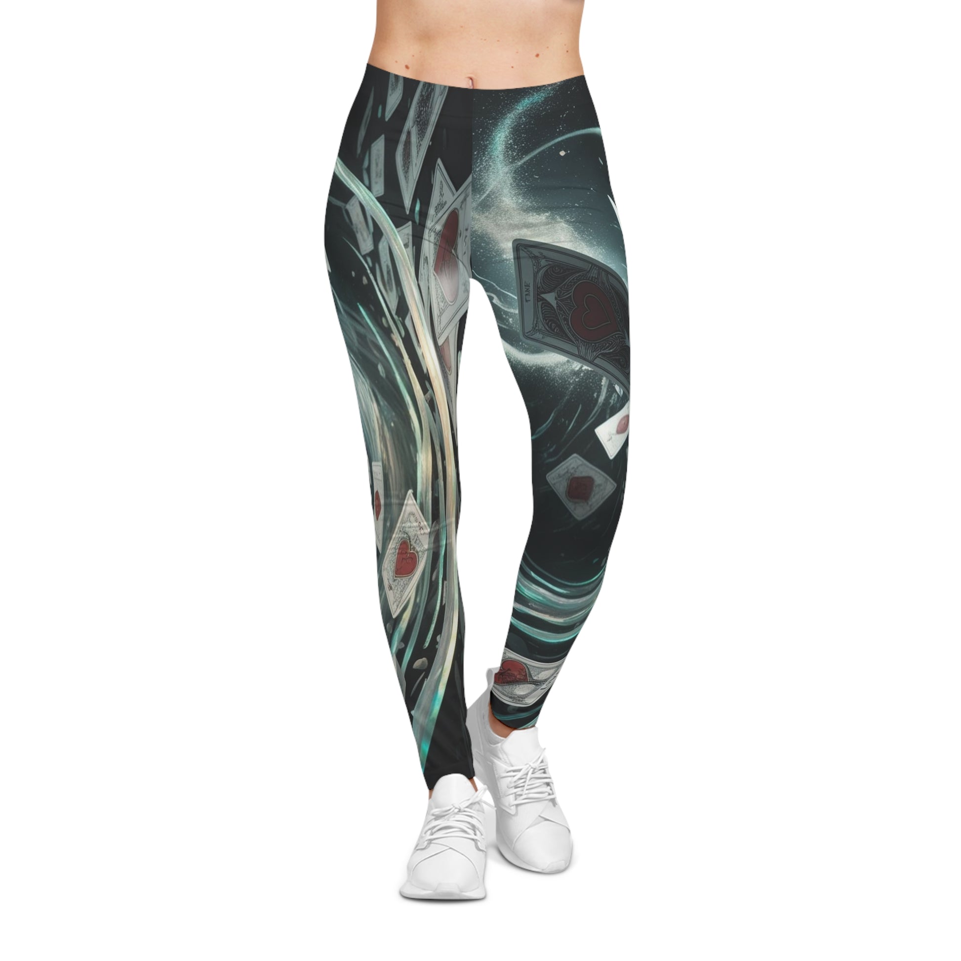 Mystical Playing Cards Women's Casual Leggings, Yoga Pants, Gym Wear, Gift for Her, Trendy Activewear, Unique AOP Leggings