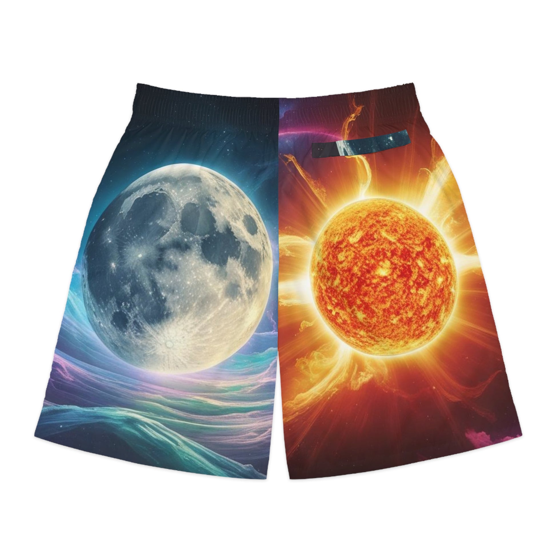 Men's Sun and Moon Jogger Shorts, Cosmic Summer Shorts, Men's Activewear, Unique Graphic Athletic Shorts, Gift for Him