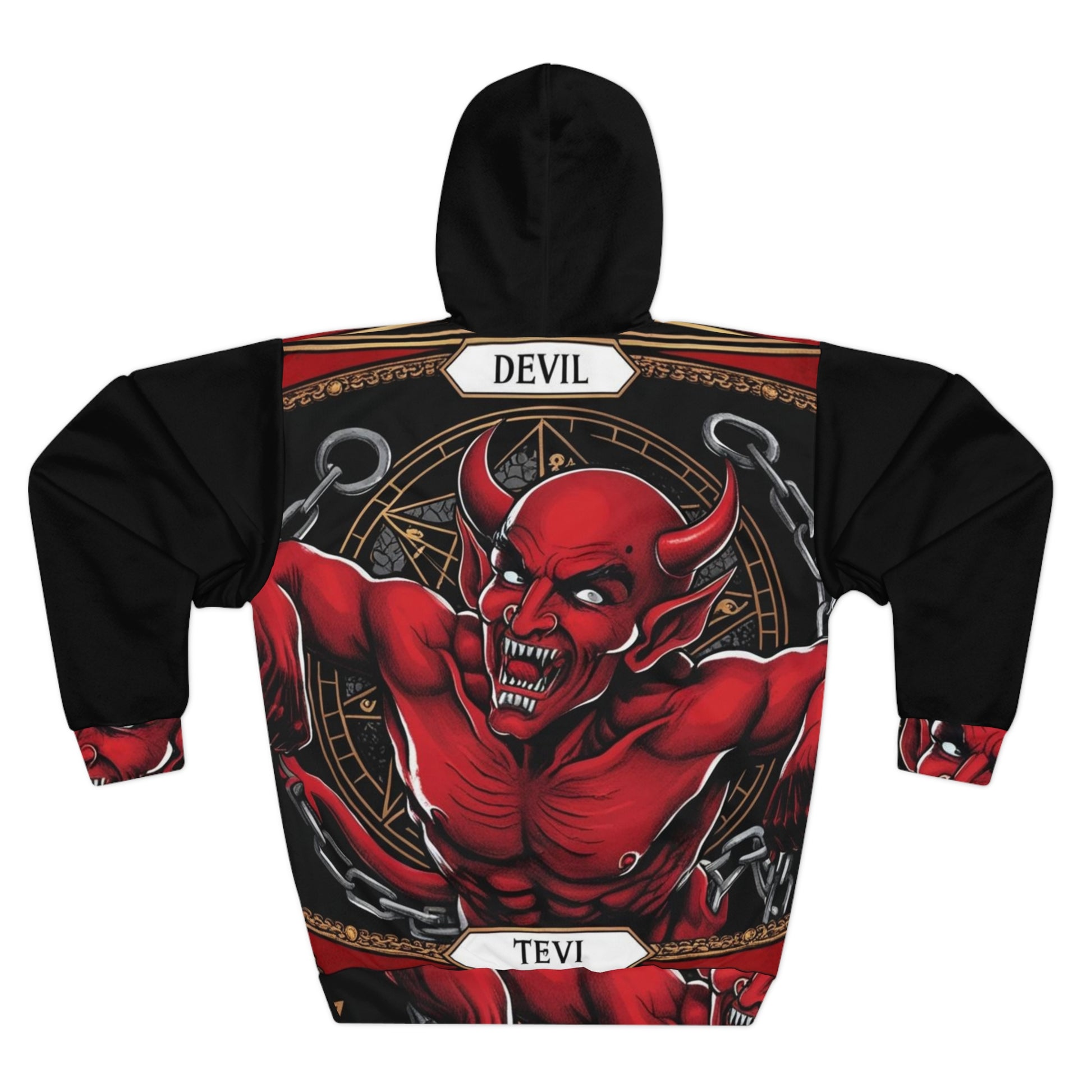 Devil Graphic Hoodie - Unisex AOP Pullover, Gothic Streetwear, Alternative Fashion, Edgy Gift, Halloween Attire, Punk Style