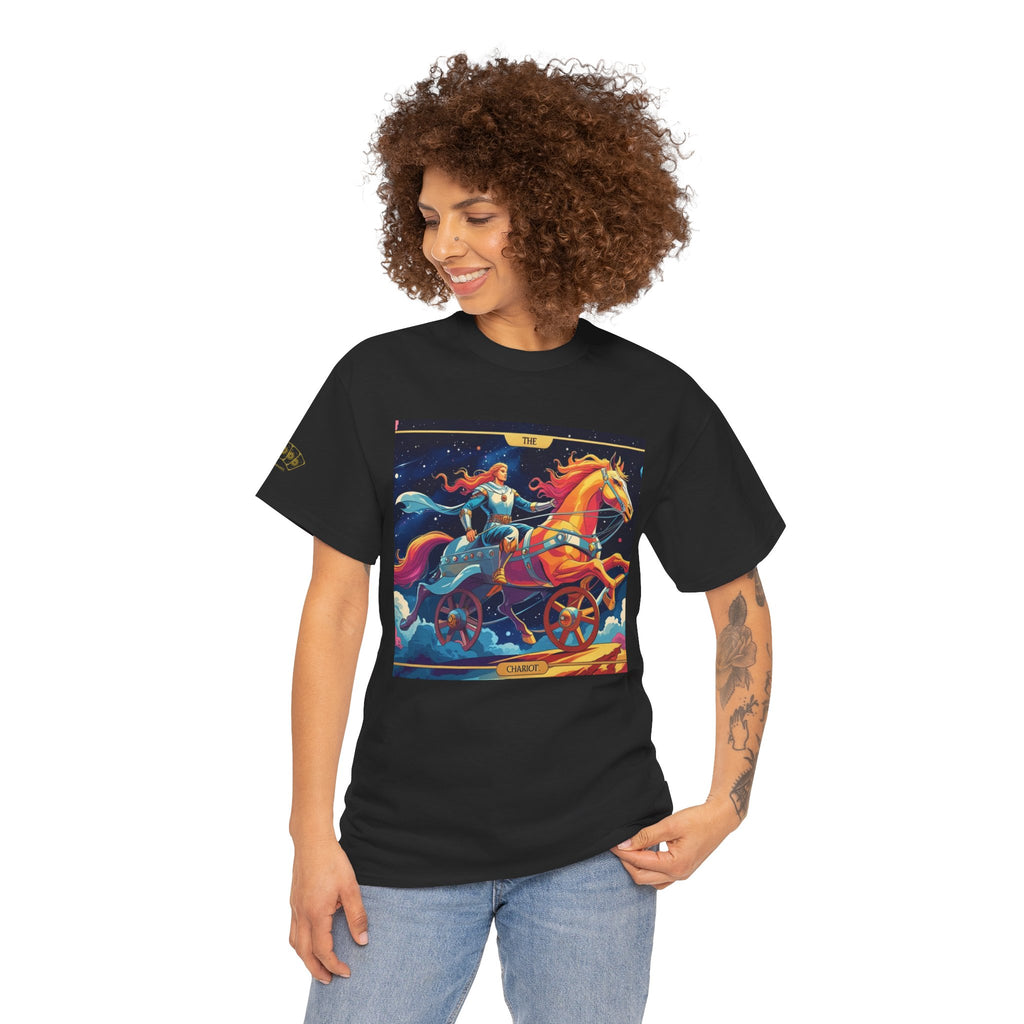 Celestial Chariot Tee - Unisex Heavy Cotton Shirt, Graphic T-Shirt, Fantasy Apparel, Gift for Dreamers, Unique Casual Wear
