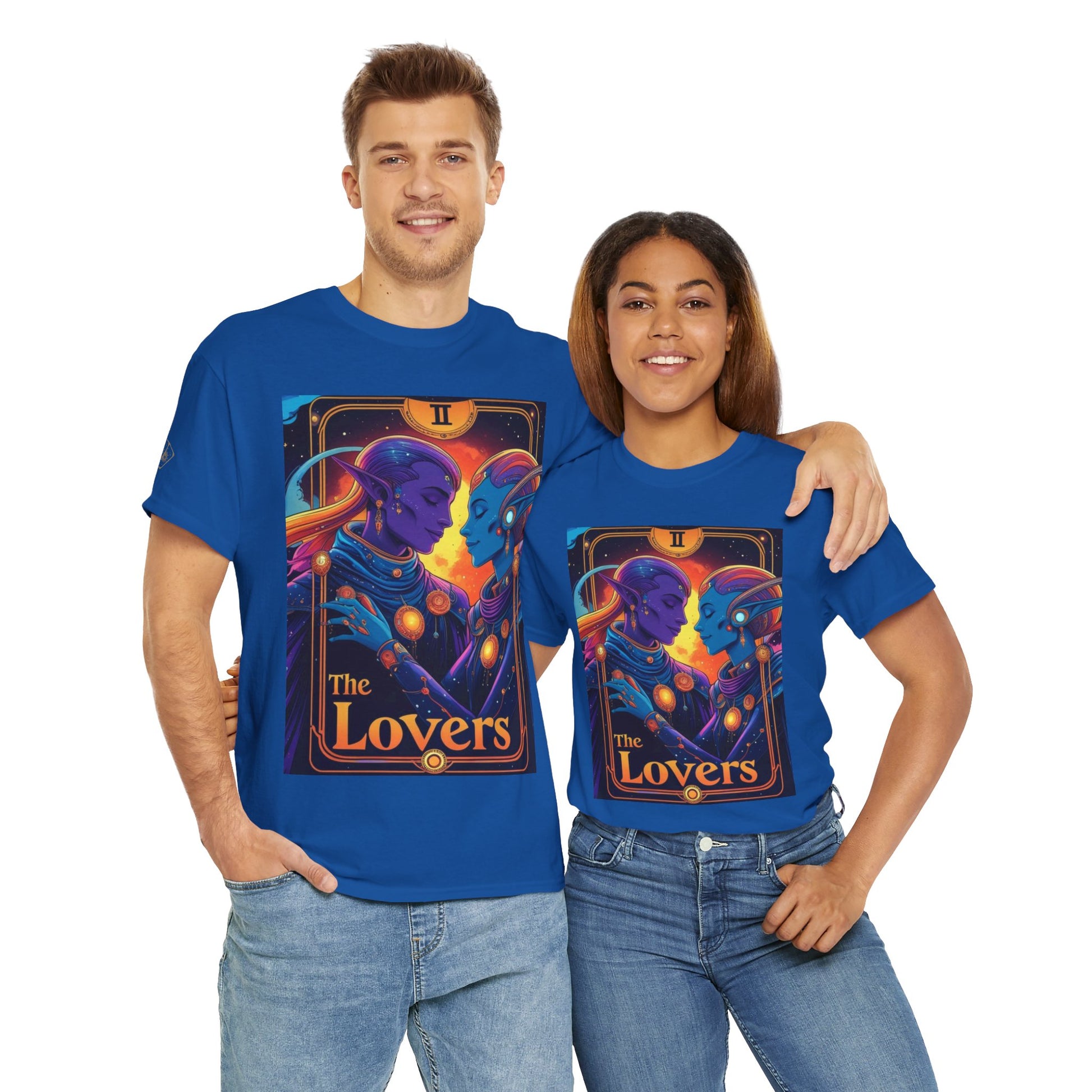 Vibrant Lovers Graphic Tee, Casual Wear, Relationship Gifts, Tarot-Themed Apparel, Unisex T-shirt, Anniversary Present