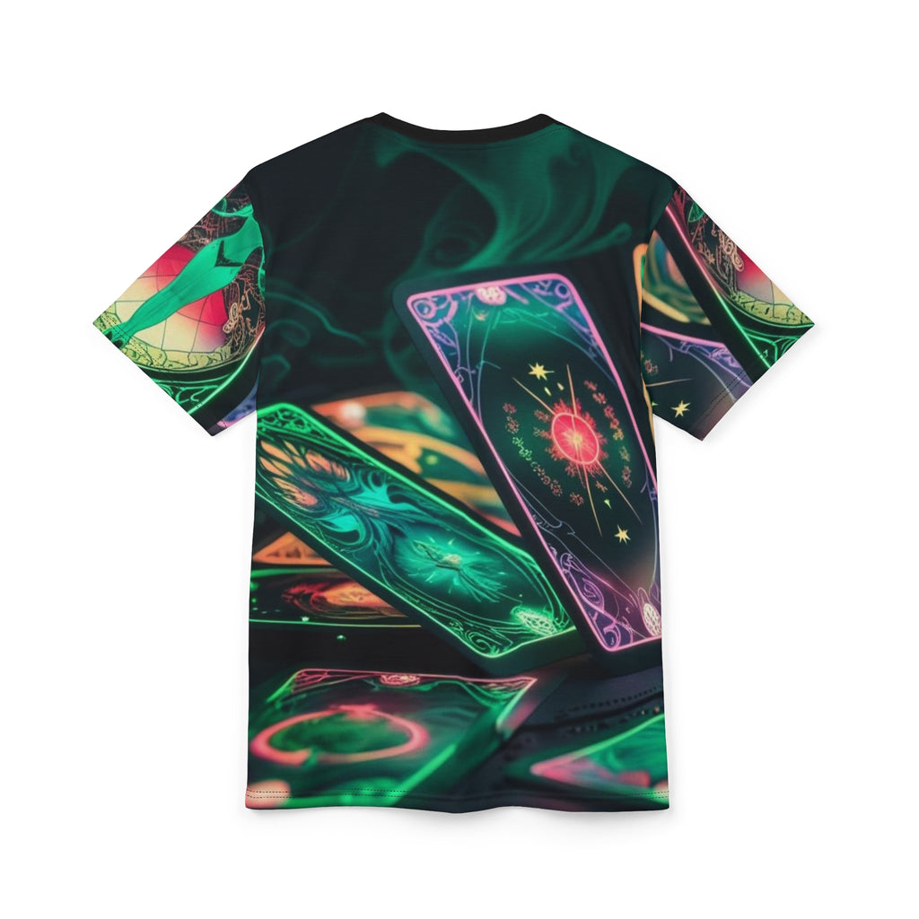 Mystical Tarot Graphic Tee, Unisex AOP Shirt, Boho Style Apparel, Spiritual Gift, Horoscope Lover Top