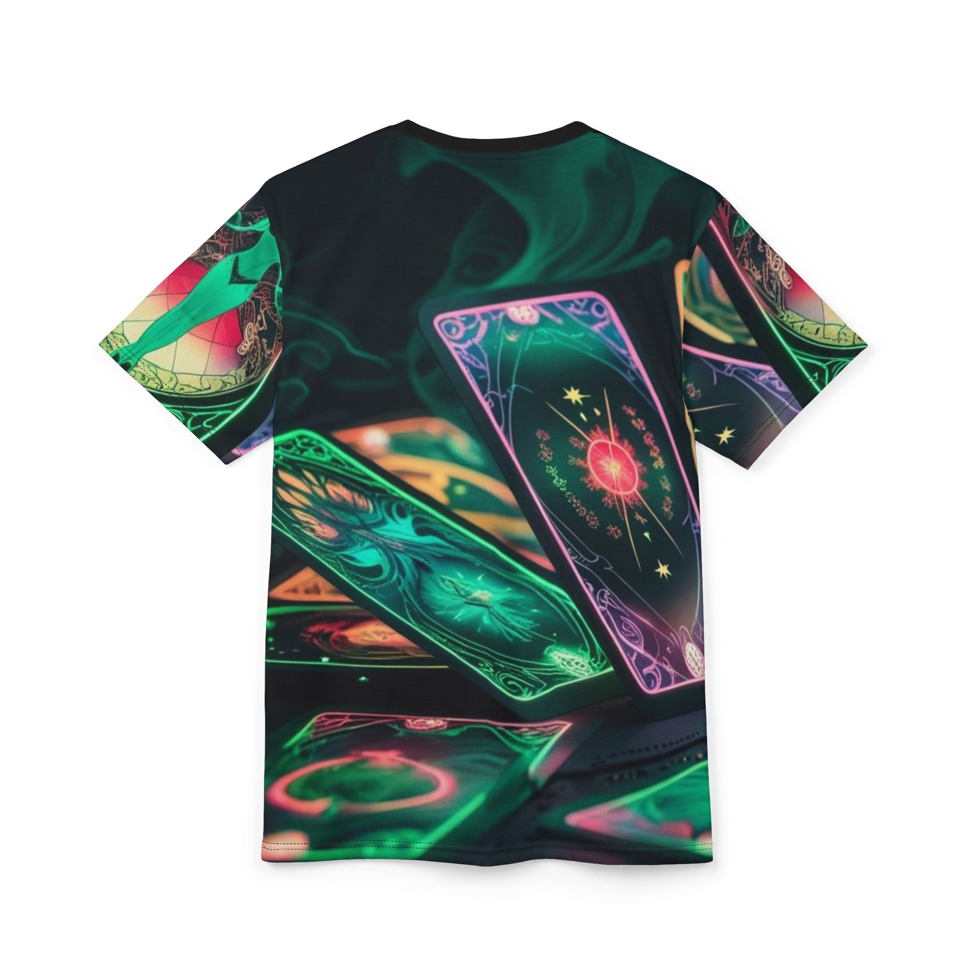 Mystical Tarot Graphic Tee, Unisex AOP Shirt, Boho Style Apparel, Spiritual Gift, Horoscope Lover Top