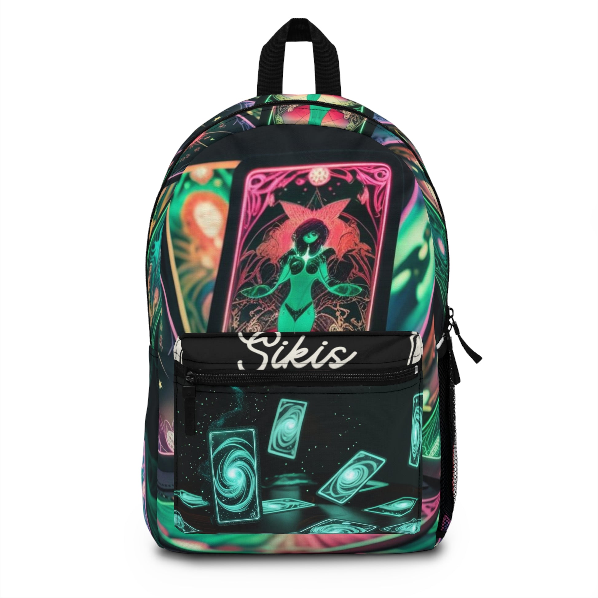Mystical Tarot Print Backpack | Witchy Vibes, Trendy School Bag, Artisan Gift, Festival Essential, Unique Tote, Eco-Friendly Design