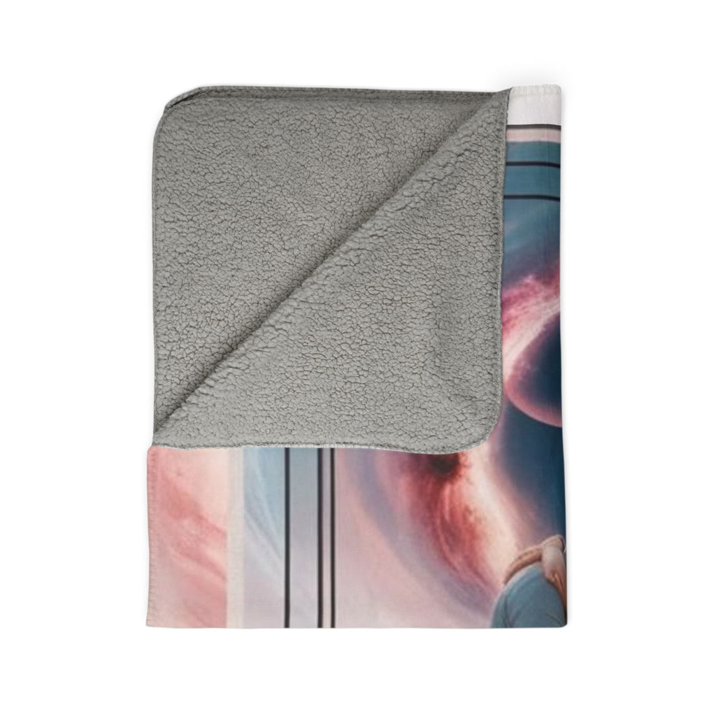Cosmic Love Fleece Sherpa Blanket - Romantic Starry Design for Cozy Nights