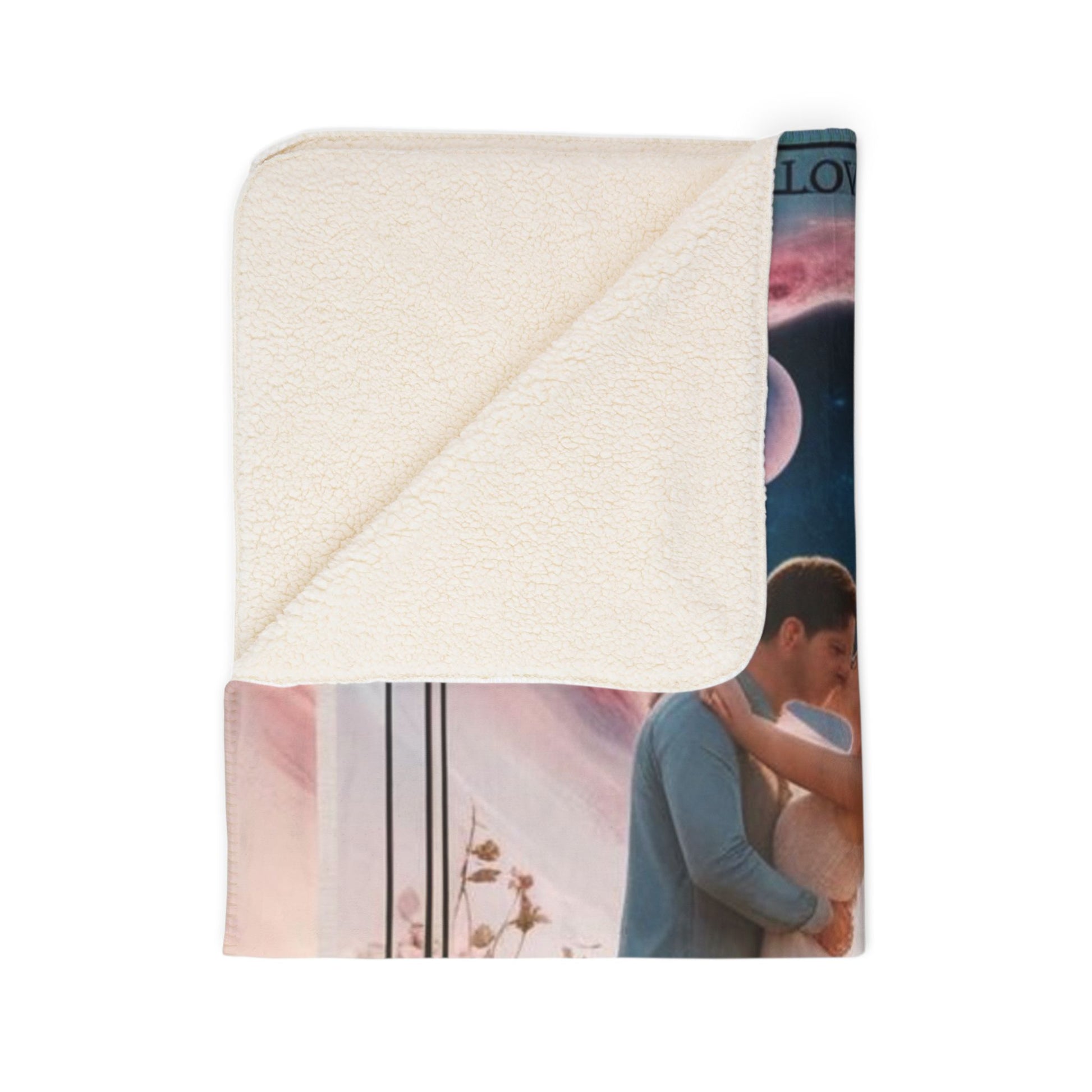 Cosmic Love Fleece Sherpa Blanket - Romantic Starry Design for Cozy Nights