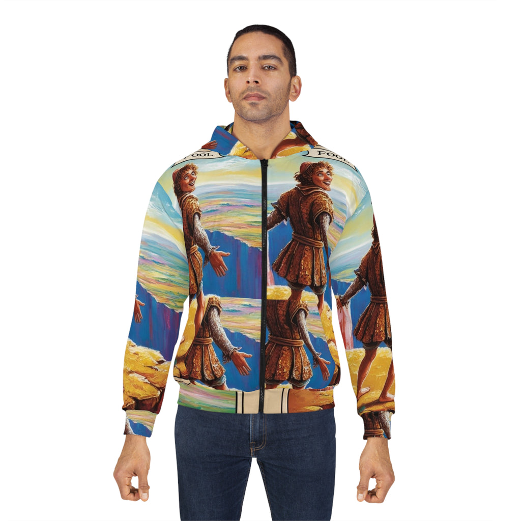 Artistic The Fool Card-Themed Unisex Zip Hoodie | Unique Gift for Tarot Lovers, Cozy Apparel for Celebrations, Trendy Fashion Statement