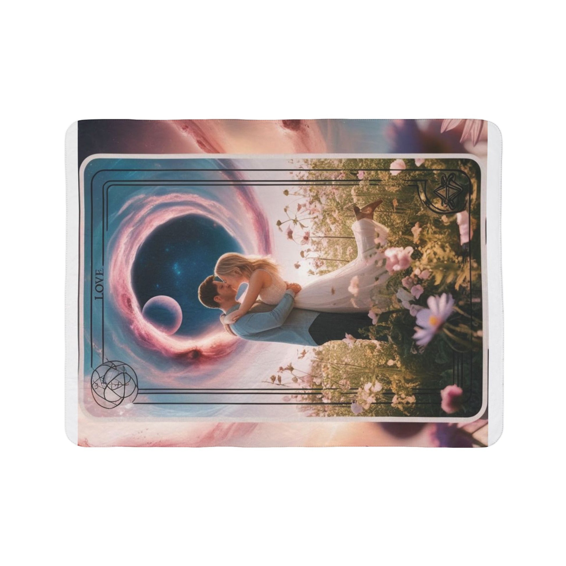 Cosmic Love Fleece Sherpa Blanket - Romantic Starry Design for Cozy Nights