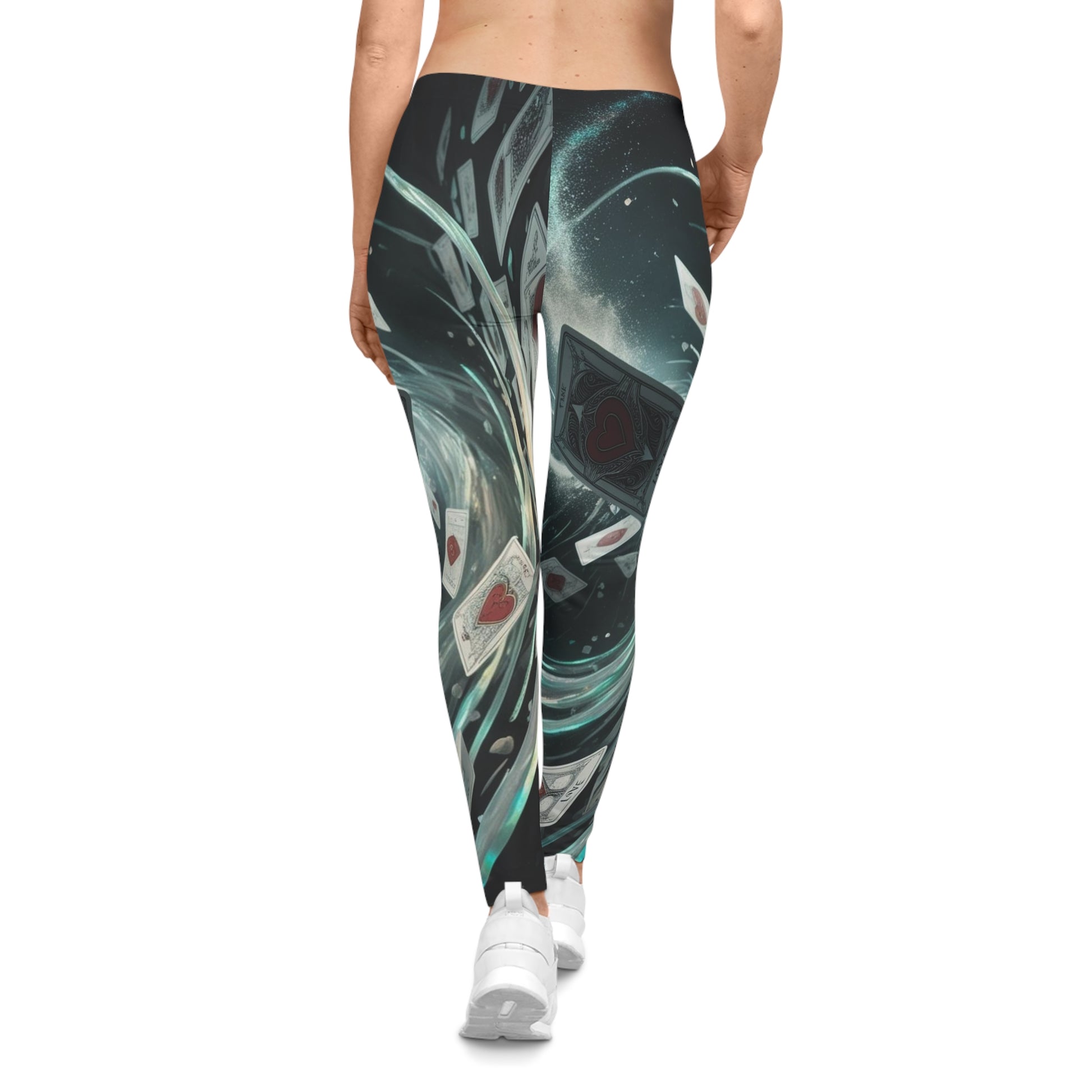 Mystical Playing Cards Women's Casual Leggings, Yoga Pants, Gym Wear, Gift for Her, Trendy Activewear, Unique AOP Leggings