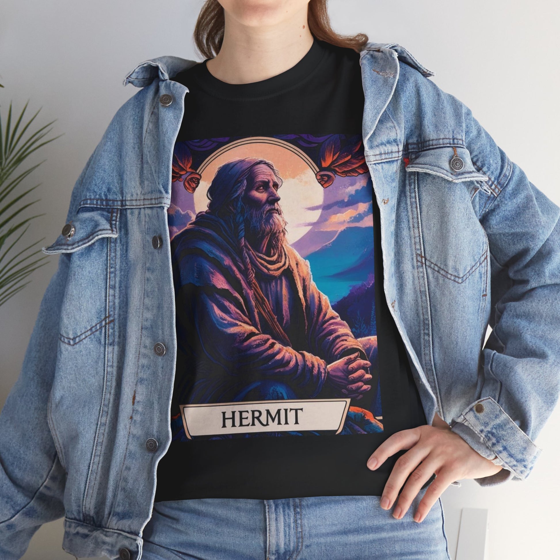 Mystical Hermit Tee, Spiritual T-Shirt, Boho Style Shirt, Gift for Tarot Lovers, Unisex Casual Wear, Zodiac Clothing