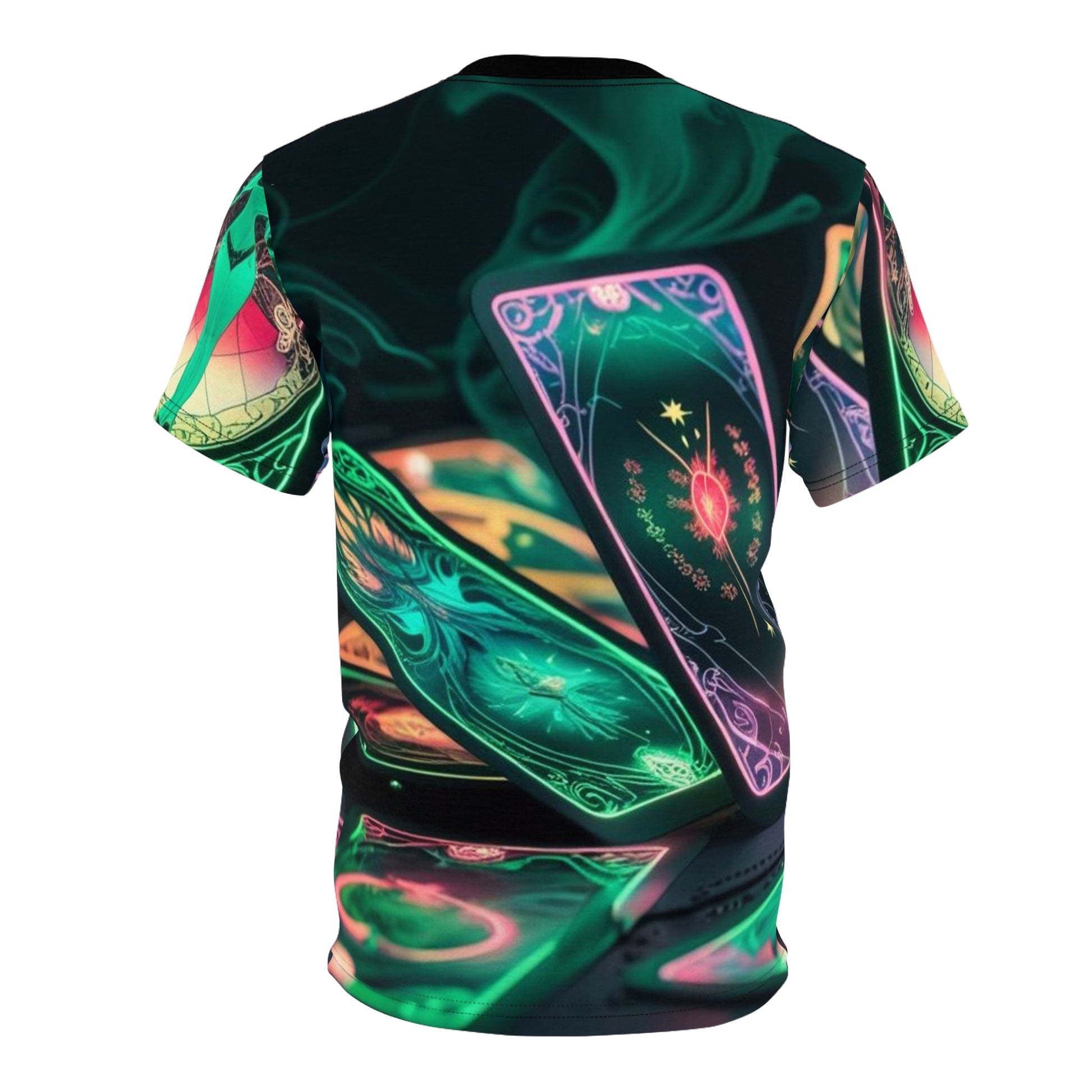 Mystical Tarot Graphic Tee, Unisex AOP Shirt, Boho Style Apparel, Spiritual Gift, Horoscope Lover Top